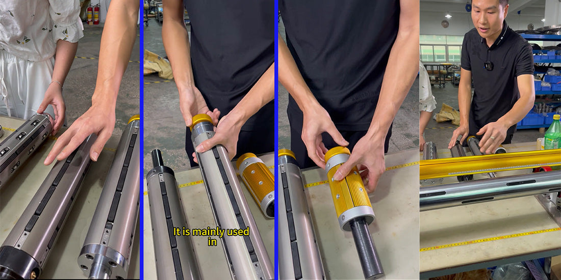 Comparison of four air shaft types including lug type air shaft, leaf type air shaft, multi bladder air shaft and differential shaft for slitting, rewinding, printing and converting applications.