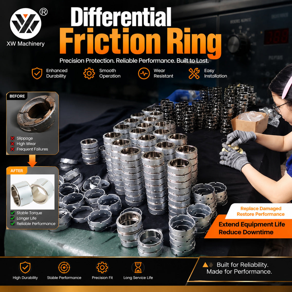 Differential Friction Ring, slip friction ring for differential air shaft, slitting rewinding machine spare part