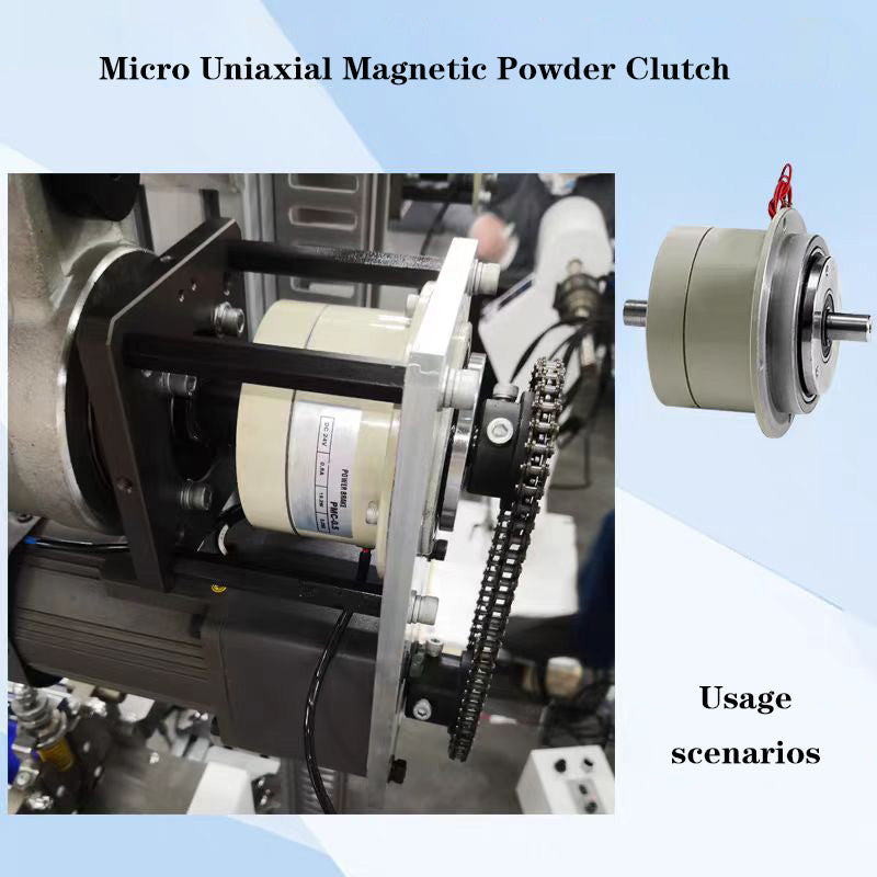 Compact magnetic particle clutch for web handling, laminating, and packaging equipment