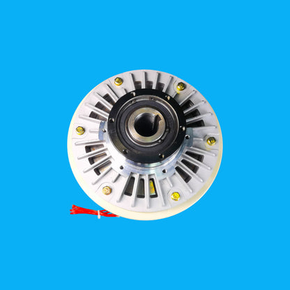Hollow bore magnetic powder clutch for rewinder and film converting machinery