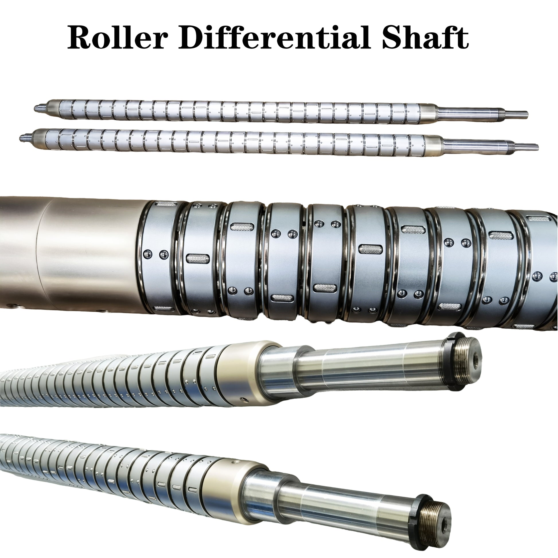 Industrial roller differential shaft for web tension control and rewinding systems