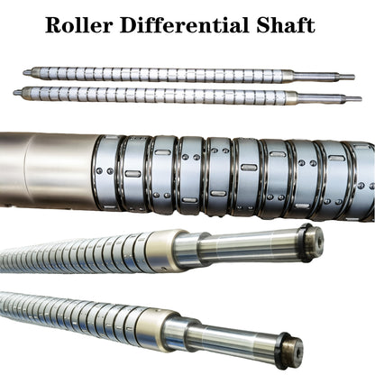 Industrial roller differential shaft for web tension control and rewinding systems