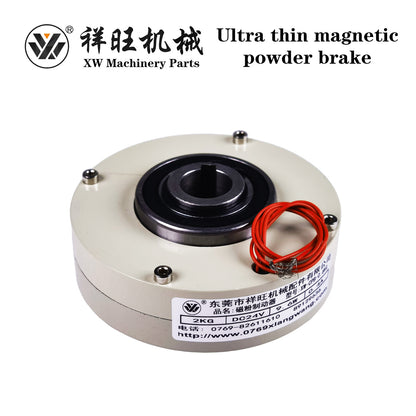 Industrial thin profile magnetic powder clutch for automated winding and unwinding systems