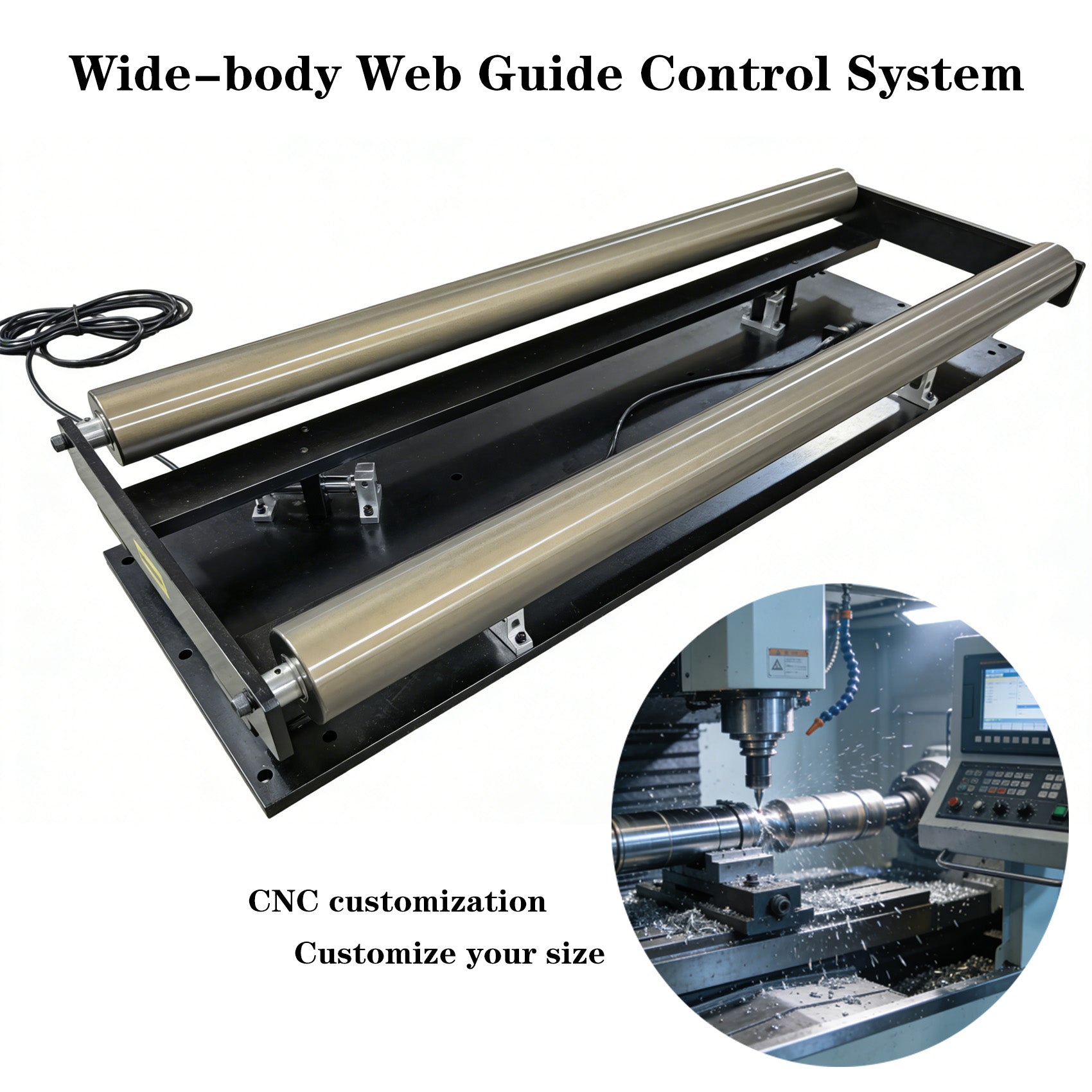 Industrial web guide frame for slitting machine with automatic edge position correction system