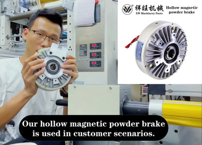 Magnetic powder brake installed on slitting and rewinding machinery