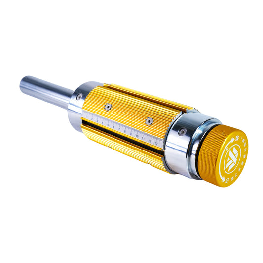 Manual air expansion shaft shown at 45-degree angle, high-quality steel construction with pneumatic locking mechanism