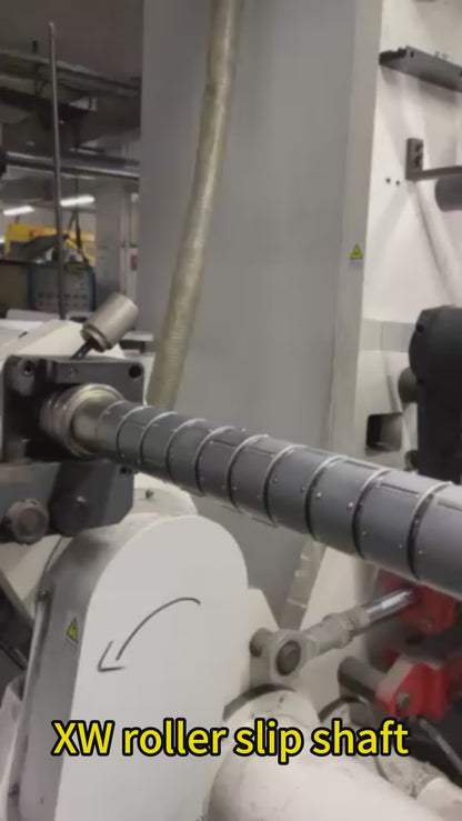 Roller slip shaft for slitter rewinder machine with stable tension performance