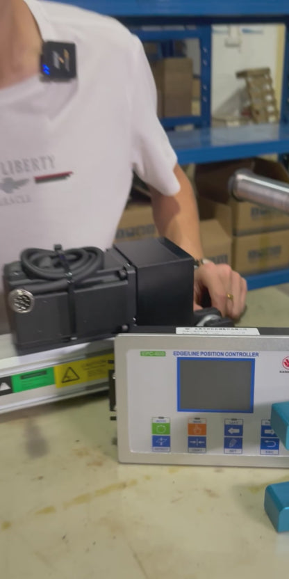 Custom web guiding system with EPC controller, sensor and actuator designed for precision web alignment in printing, slitting, packaging and lithium battery production lines