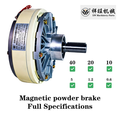 Magnetic powder brake assembly for automatic tension control systems