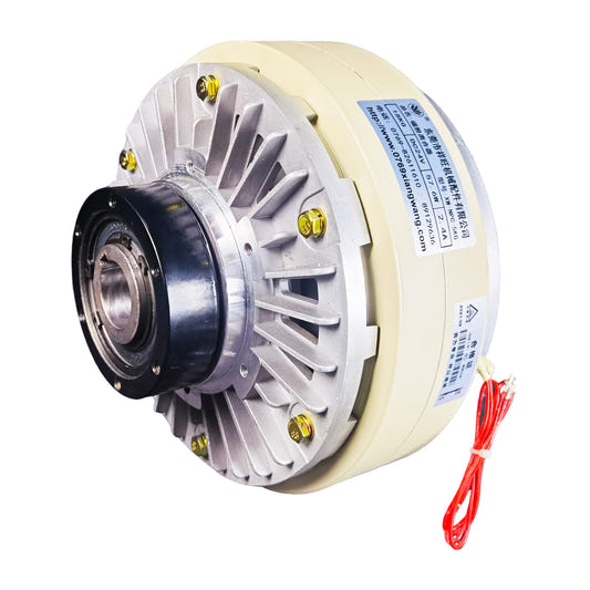 Hollow shaft magnetic powder clutch for industrial torque and tension control applications